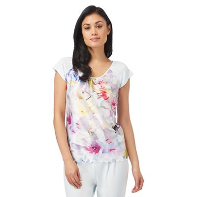 Multi-coloured 'Hanging Gardens' short sleeved pyjama top